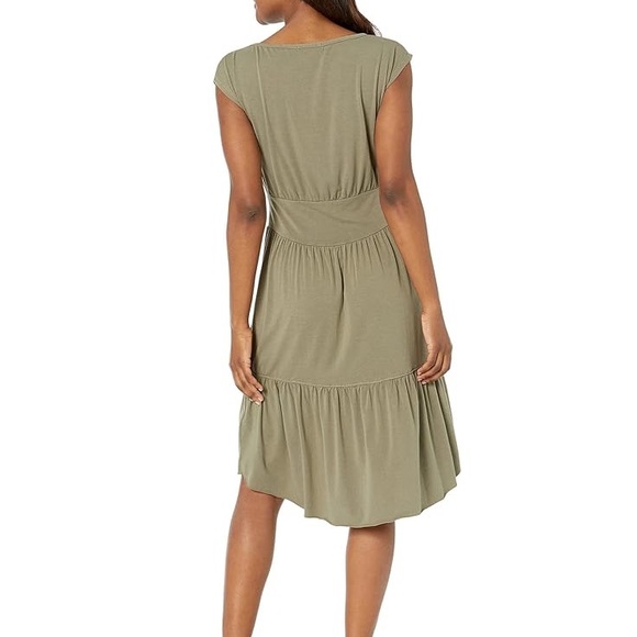 NEW Mododoc Women's XS Cap Sleeve T-Shirt Midi Casual Layering Flowy Black Dress - Picture 5 of 7